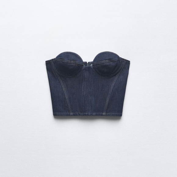 Zara Tops - ZARA ZW Contrast Topstitching Bustier – Size M